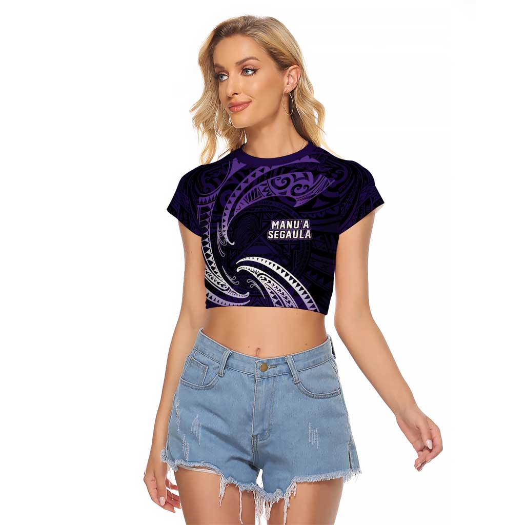 Manua Segaula American Samoa High School Personalized Raglan Cropped T Shirt Polynesian Wave Style