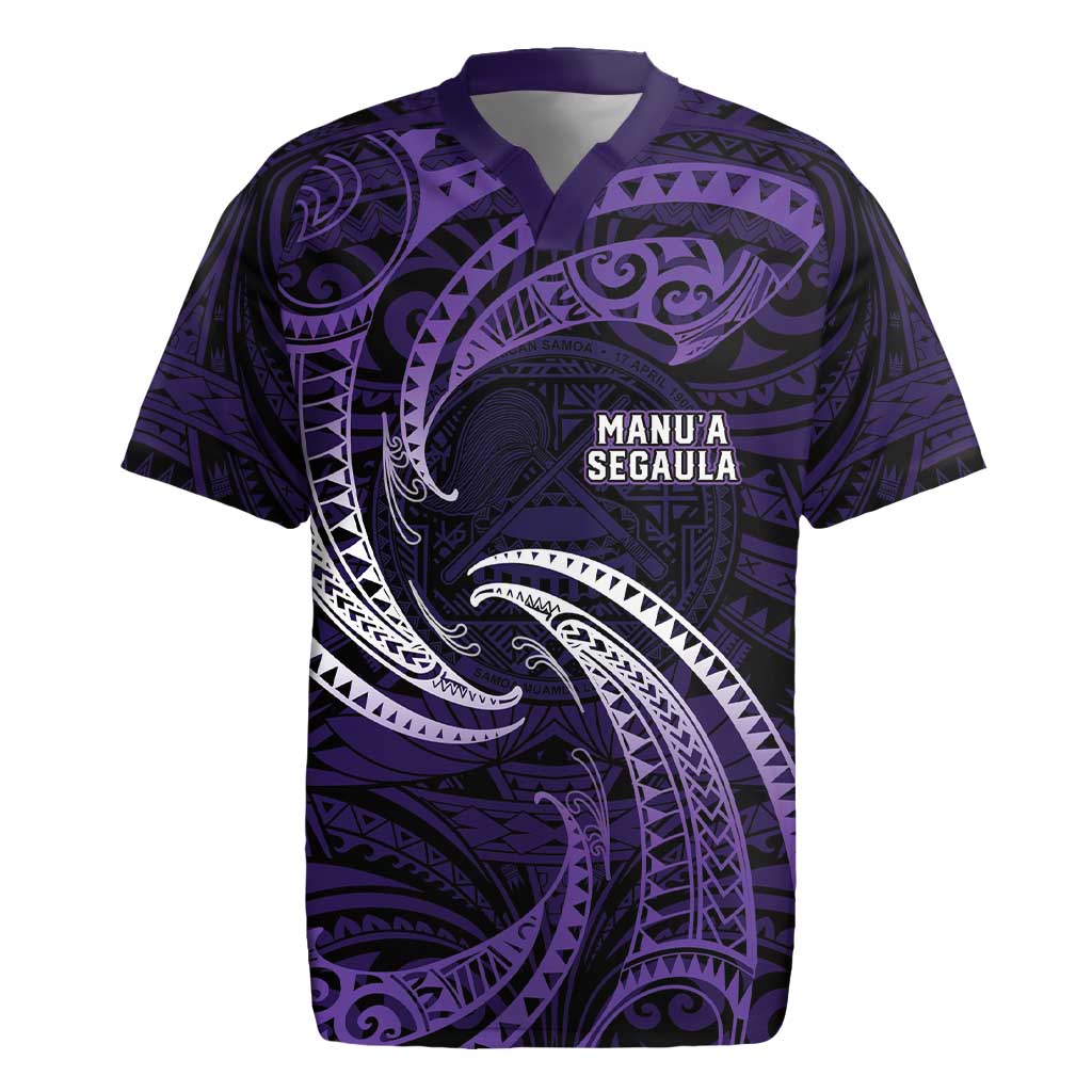 Manua Segaula American Samoa High School Personalized Rugby Jersey Polynesian Wave Style