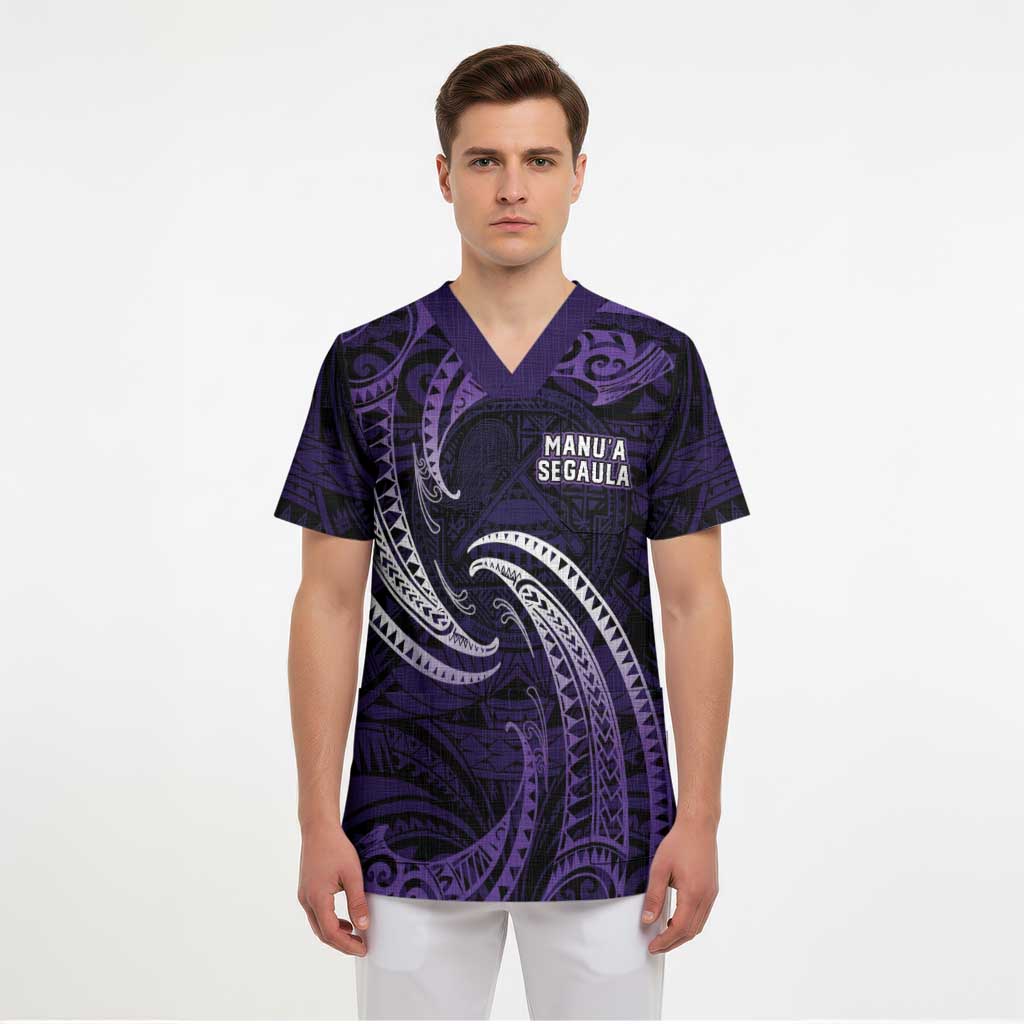 Manua Segaula American Samoa High School Personalized Scrub Top Polynesian Wave Style - Polynesian Pride