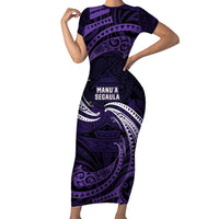 Manua Segaula American Samoa High School Personalized Short Sleeve Bodycon Dress Polynesian Wave Style
