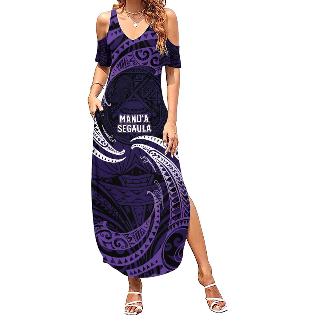 Manua Segaula American Samoa High School Personalized Summer Maxi Dress Polynesian Wave Style