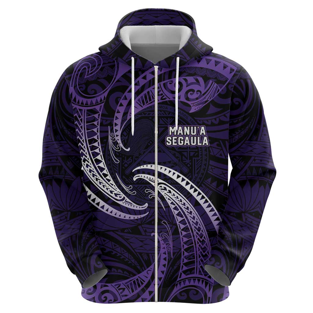 Manua Segaula American Samoa High School Personalized Zip Hoodie Polynesian Wave Style