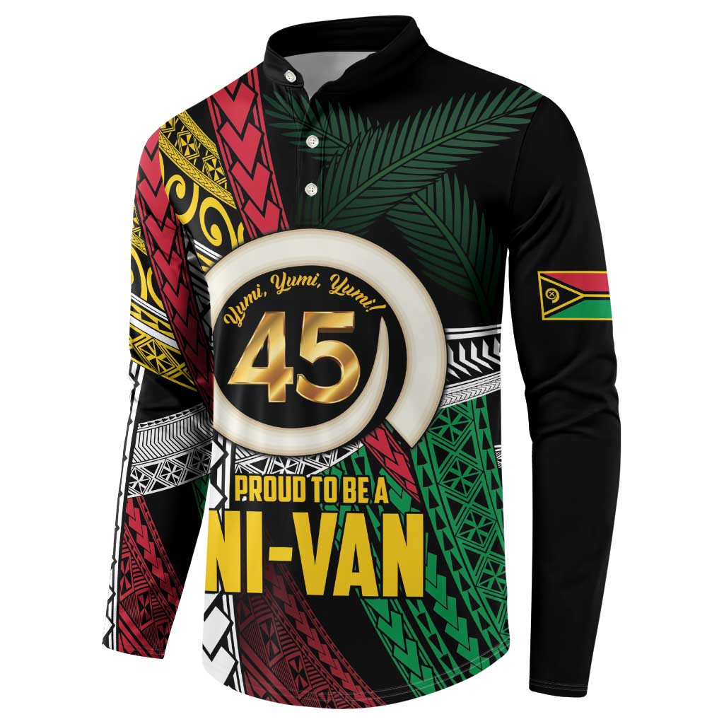 Ni-Van Vanuatu 45th Yumi Yumi Yumi Button Sweatshirt Vanuatuan Boar Tusk Polynesian Pattern