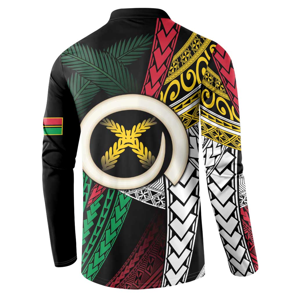 Ni-Van Vanuatu 45th Yumi Yumi Yumi Button Sweatshirt Vanuatuan Boar Tusk Polynesian Pattern