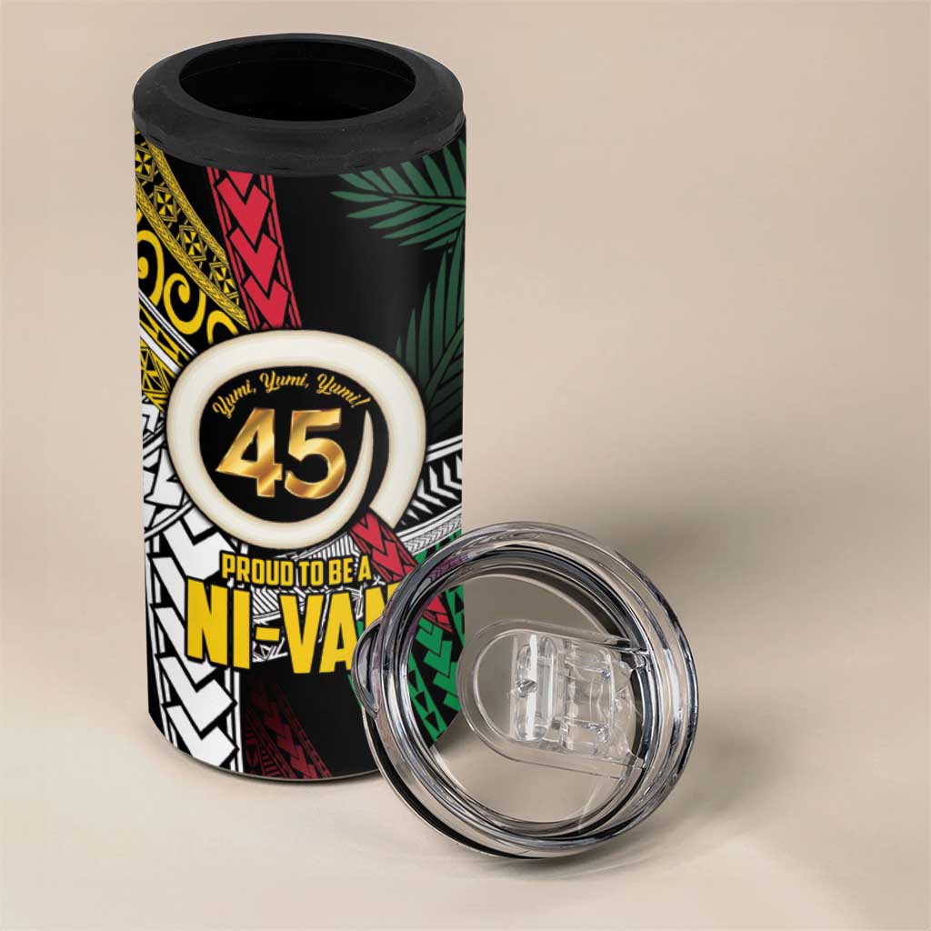 Ni-Van Vanuatu 45th Yumi Yumi Yumi 4 in 1 Can Cooler Tumbler Vanuatuan Boar Tusk Polynesian Pattern