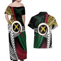 Ni-Van Vanuatu 45th Yumi Yumi Yumi Couples Matching Off Shoulder Maxi Dress and Hawaiian Shirt Vanuatuan Boar Tusk Polynesian Pattern LT9 - Polynesian Pride