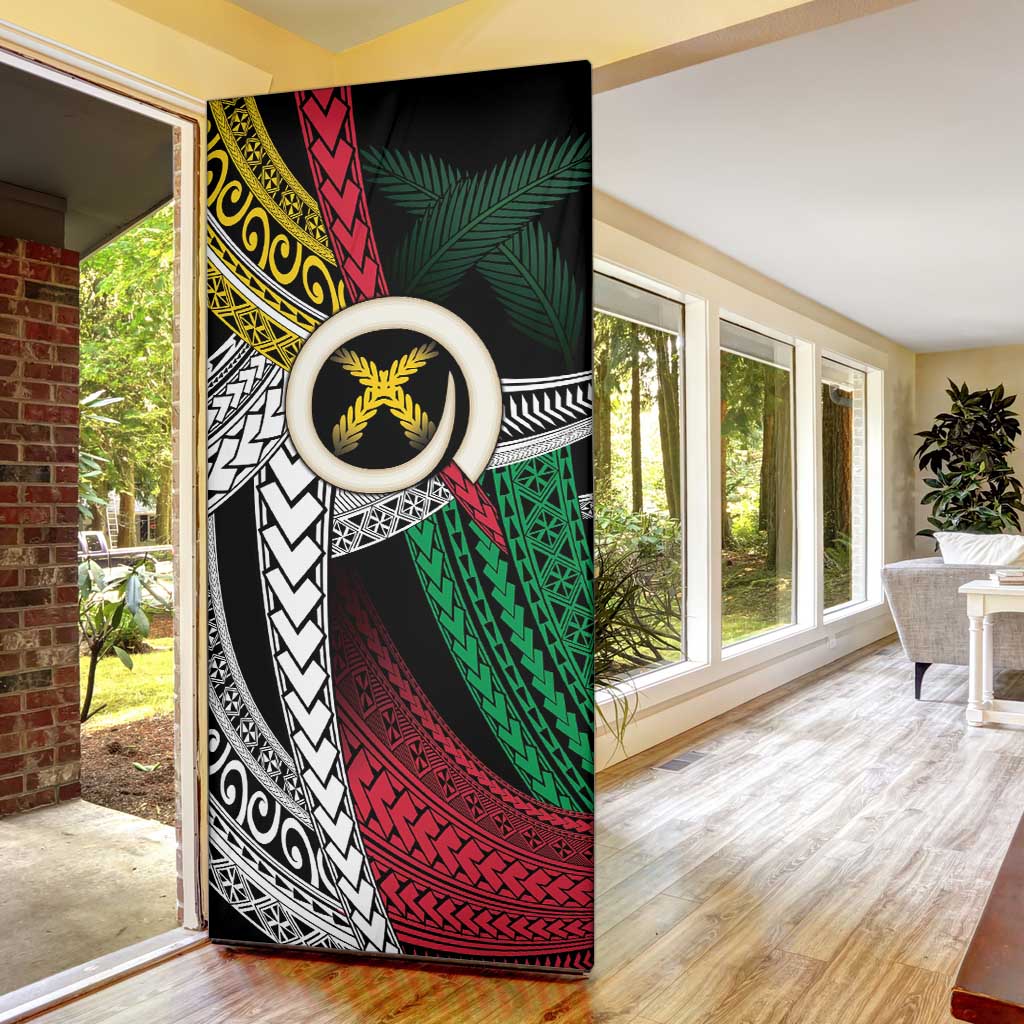 Ni-Van Vanuatu 45th Yumi Yumi Yumi Door Cover Vanuatuan Boar Tusk Polynesian Pattern - Polynesian Pride