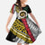 Ni-Van Vanuatu 45th Yumi Yumi Yumi Family Matching Long Sleeve Bodycon Dress and Hawaiian Shirt Vanuatuan Boar Tusk Polynesian Pattern