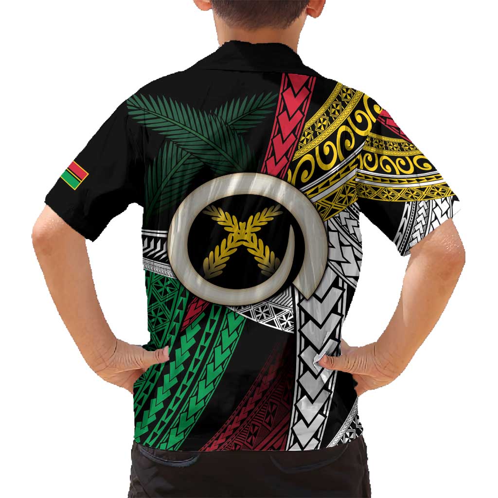 Ni-Van Vanuatu 45th Yumi Yumi Yumi Family Matching Off Shoulder Short Dress and Hawaiian Shirt Vanuatuan Boar Tusk Polynesian Pattern LT9 - Polynesian Pride