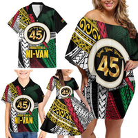 Ni-Van Vanuatu 45th Yumi Yumi Yumi Family Matching Off Shoulder Short Dress and Hawaiian Shirt Vanuatuan Boar Tusk Polynesian Pattern LT9 - Polynesian Pride