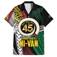 Ni-Van Vanuatu 45th Yumi Yumi Yumi Family Matching Off Shoulder Short Dress and Hawaiian Shirt Vanuatuan Boar Tusk Polynesian Pattern LT9 Dad's Shirt - Short Sleeve Black - Polynesian Pride