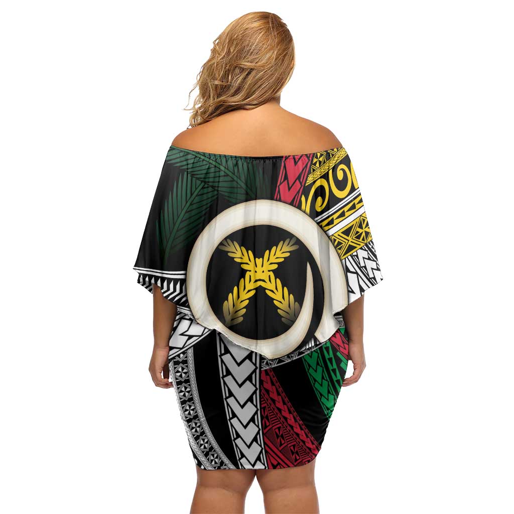 Ni-Van Vanuatu 45th Yumi Yumi Yumi Family Matching Off Shoulder Short Dress and Hawaiian Shirt Vanuatuan Boar Tusk Polynesian Pattern LT9 - Polynesian Pride