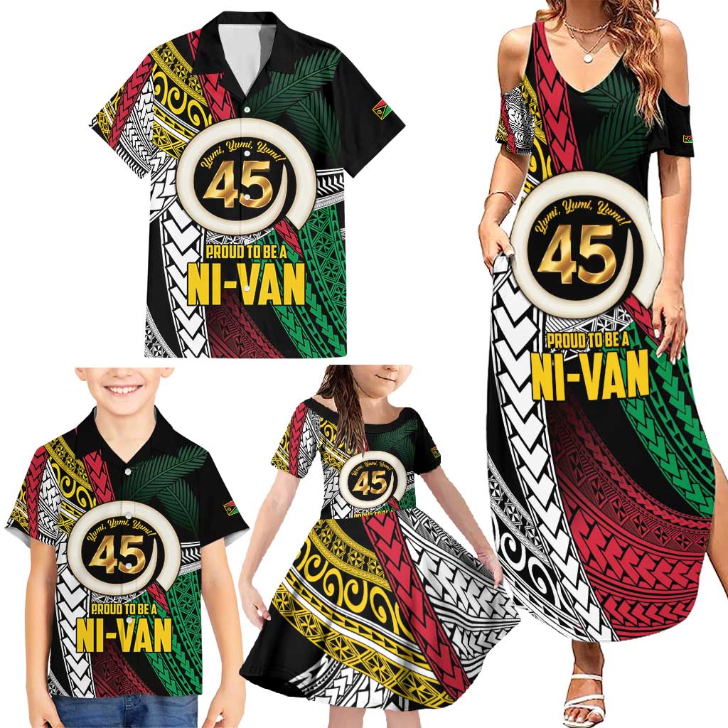 Ni-Van Vanuatu 45th Yumi Yumi Yumi Family Matching Summer Maxi Dress and Hawaiian Shirt Vanuatuan Boar Tusk Polynesian Pattern LT9 - Polynesian Pride