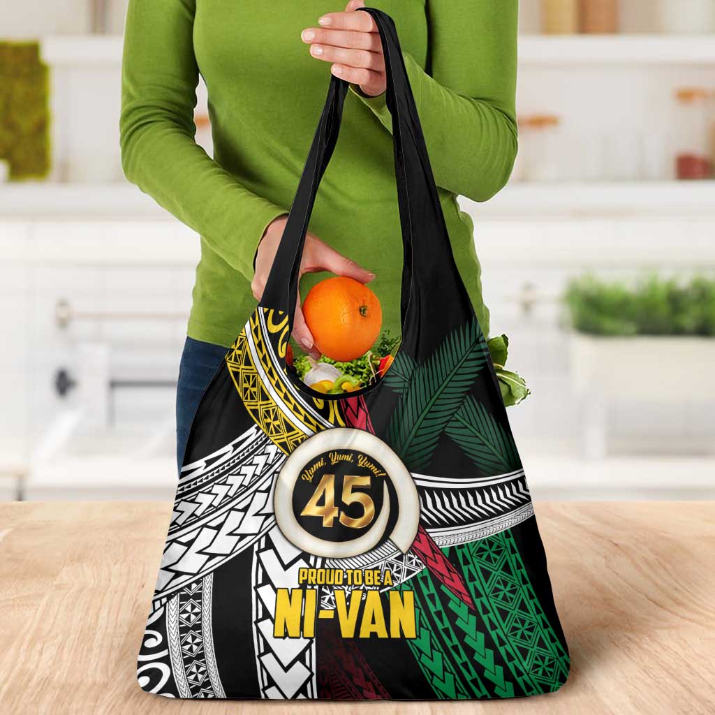 Ni-Van Vanuatu 45th Yumi Yumi Yumi Grocery Bag Vanuatuan Boar Tusk Polynesian Pattern