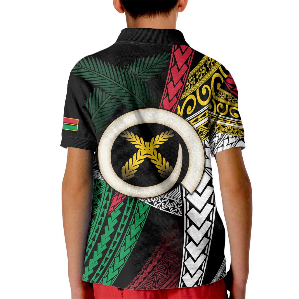 Ni-Van Vanuatu 45th Yumi Yumi Yumi Kid Polo Shirt Vanuatuan Boar Tusk Polynesian Pattern