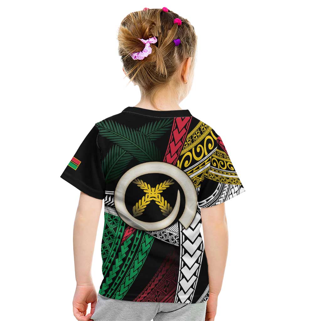 Ni-Van Vanuatu 45th Yumi Yumi Yumi Kid T Shirt Vanuatuan Boar Tusk Polynesian Pattern