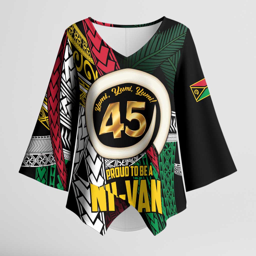 Ni-Van Vanuatu 45th Yumi Yumi Yumi Kimono Sleeve Blouse Vanuatuan Boar Tusk Polynesian Pattern - Polynesian Pride