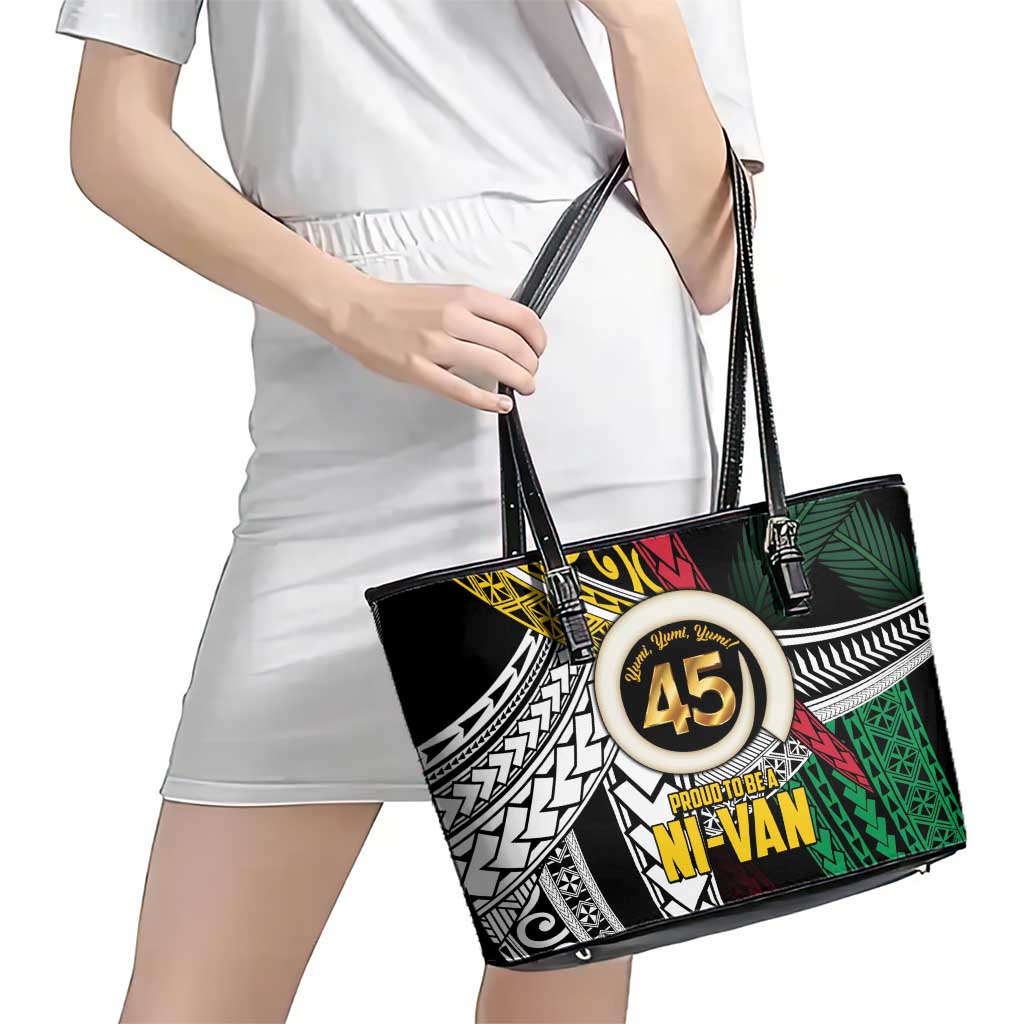 Ni-Van Vanuatu 45th Yumi Yumi Yumi Leather Tote Bag Vanuatuan Boar Tusk Polynesian Pattern