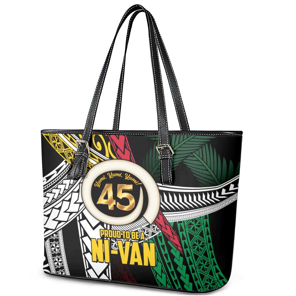 Ni-Van Vanuatu 45th Yumi Yumi Yumi Leather Tote Bag Vanuatuan Boar Tusk Polynesian Pattern