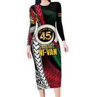 Ni-Van Vanuatu 45th Yumi Yumi Yumi Long Sleeve Bodycon Dress Vanuatuan Boar Tusk Polynesian Pattern