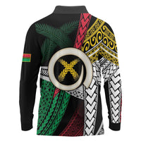 Ni-Van Vanuatu 45th Yumi Yumi Yumi Long Sleeve Polo Shirt Vanuatuan Boar Tusk Polynesian Pattern