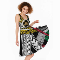 Ni-Van Vanuatu 45th Yumi Yumi Yumi Midi Dress Vanuatuan Boar Tusk Polynesian Pattern - Polynesian Pride