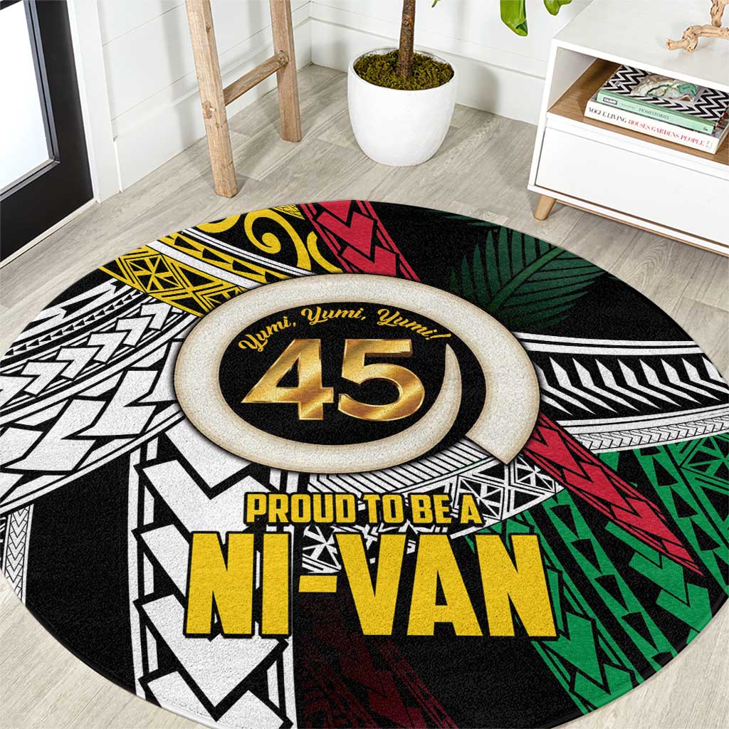 Ni-Van Vanuatu 45th Yumi Yumi Yumi Round Carpet Vanuatuan Boar Tusk Polynesian Pattern