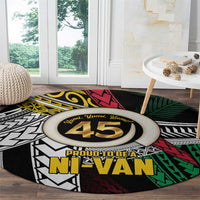 Ni-Van Vanuatu 45th Yumi Yumi Yumi Round Carpet Vanuatuan Boar Tusk Polynesian Pattern