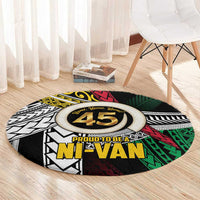 Ni-Van Vanuatu 45th Yumi Yumi Yumi Round Carpet Vanuatuan Boar Tusk Polynesian Pattern