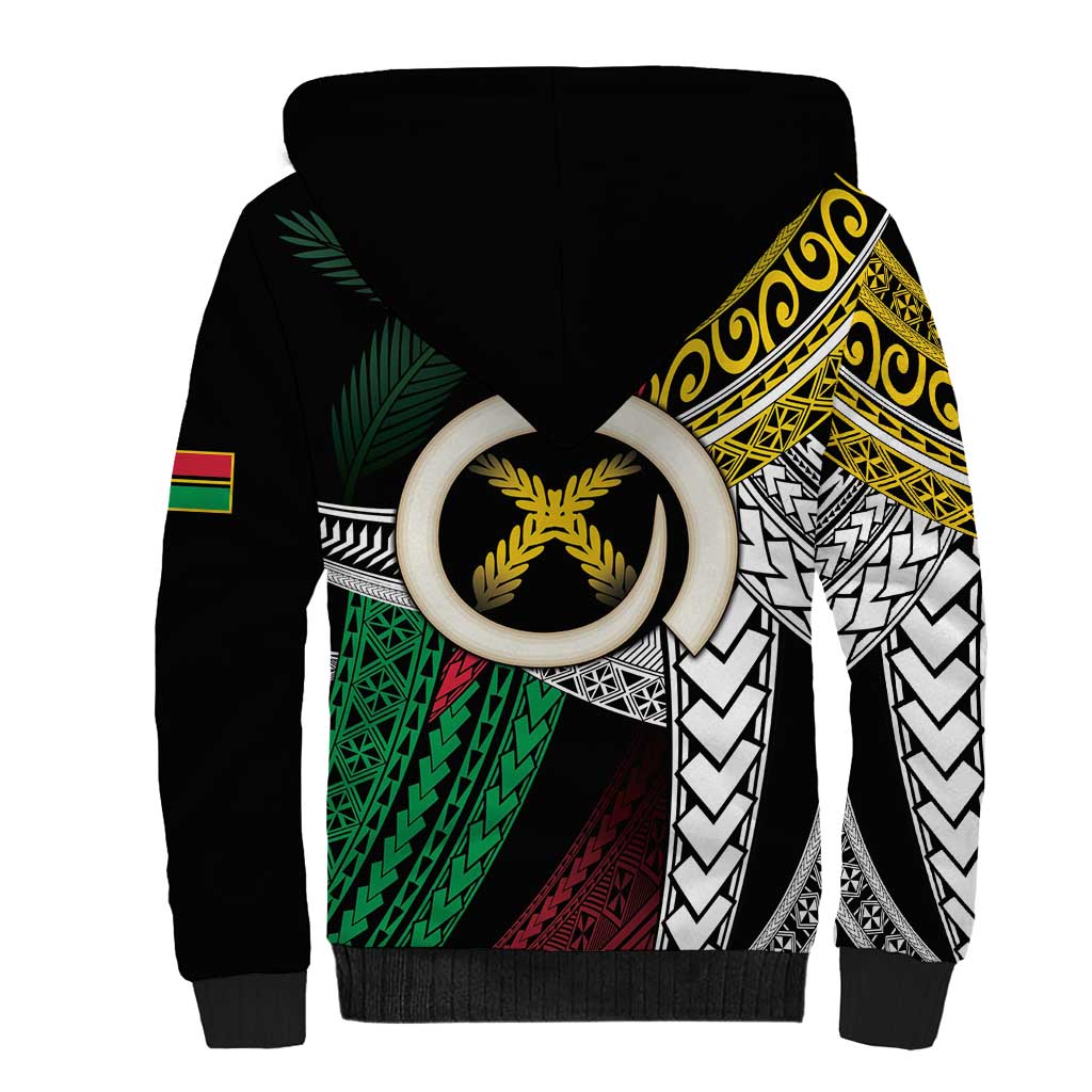 Ni-Van Vanuatu 45th Yumi Yumi Yumi Sherpa Hoodie Vanuatuan Boar Tusk Polynesian Pattern