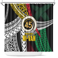 Ni-Van Vanuatu 45th Yumi Yumi Yumi Shower Curtain Vanuatuan Boar Tusk Polynesian Pattern