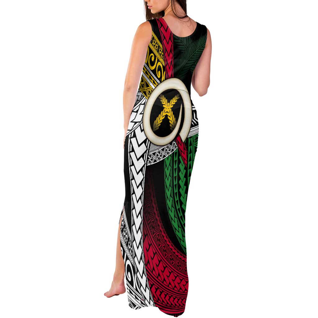 Ni-Van Vanuatu 45th Yumi Yumi Yumi Tank Maxi Dress Vanuatuan Boar Tusk Polynesian Pattern