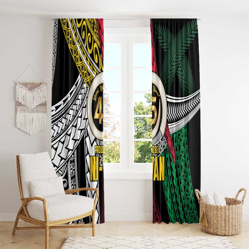 Ni-Van Vanuatu 45th Yumi Yumi Yumi Window Curtain Vanuatuan Boar Tusk Polynesian Pattern