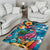 Hawaiian Flamingo Hibiscus Personalised Area Rug Blue Summer Tropical Flowers - Polynesian Pride