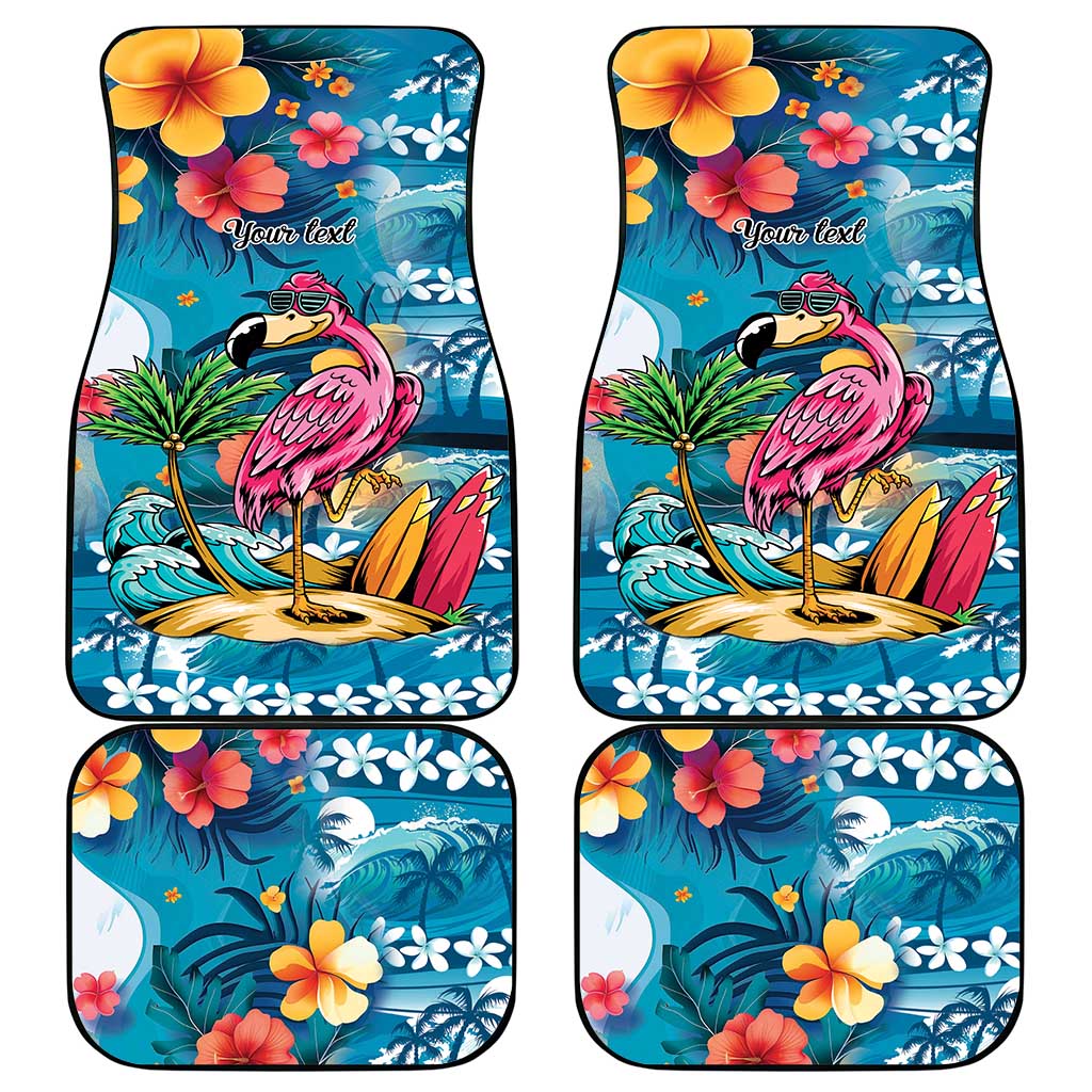 Hawaiian Flamingo Hibiscus Personalised Car Mats Blue Summer Tropical Flowers - Polynesian Pride