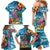Hawaiian Flamingo Hibiscus Personalised Family Matching Mermaid Dress and Hawaiian Shirt Blue Summer Tropical Flowers - Polynesian Pride