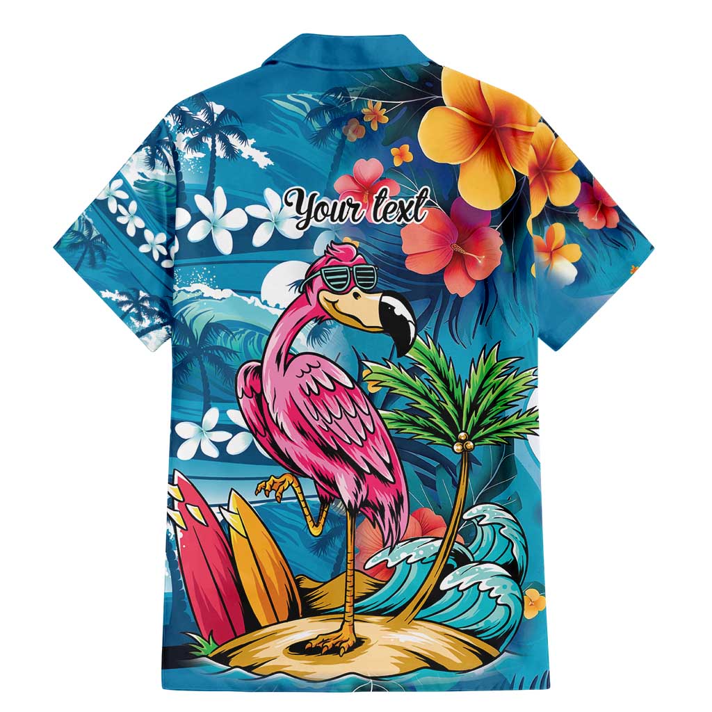 Hawaiian Flamingo Hibiscus Personalised Family Matching Mermaid Dress and Hawaiian Shirt Blue Summer Tropical Flowers LT9 - Polynesian Pride