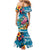 Hawaiian Flamingo Hibiscus Personalised Family Matching Mermaid Dress and Hawaiian Shirt Blue Summer Tropical Flowers - Polynesian Pride