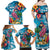Hawaiian Flamingo Hibiscus Personalised Family Matching Off Shoulder Maxi Dress and Hawaiian Shirt Blue Summer Tropical Flowers - Polynesian Pride