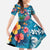 Hawaiian Flamingo Hibiscus Personalised Family Matching Tank Maxi Dress and Hawaiian Shirt Blue Summer Tropical Flowers - Polynesian Pride