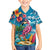 Hawaiian Flamingo Hibiscus Personalised Family Matching Tank Maxi Dress and Hawaiian Shirt Blue Summer Tropical Flowers - Polynesian Pride