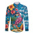 Hawaiian Flamingo Hibiscus Personalised Long Sleeve Button Shirt Blue Summer Tropical Flowers - Polynesian Pride
