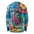 Hawaiian Flamingo Hibiscus Personalised Long Sleeve Shirt Blue Summer Tropical Flowers - Polynesian Pride