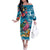 Hawaiian Flamingo Hibiscus Personalised Off The Shoulder Long Sleeve Dress Blue Summer Tropical Flowers - Polynesian Pride