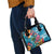 Hawaiian Flamingo Hibiscus Personalised Shoulder Handbag Blue Summer Tropical Flowers - Polynesian Pride