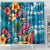Hawaiian Flamingo Hibiscus Personalised Shower Curtain Blue Summer Tropical Flowers - Polynesian Pride