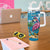 Hawaiian Flamingo Hibiscus Personalised Tumbler With Handle Blue Summer Tropical Flowers - Polynesian Pride