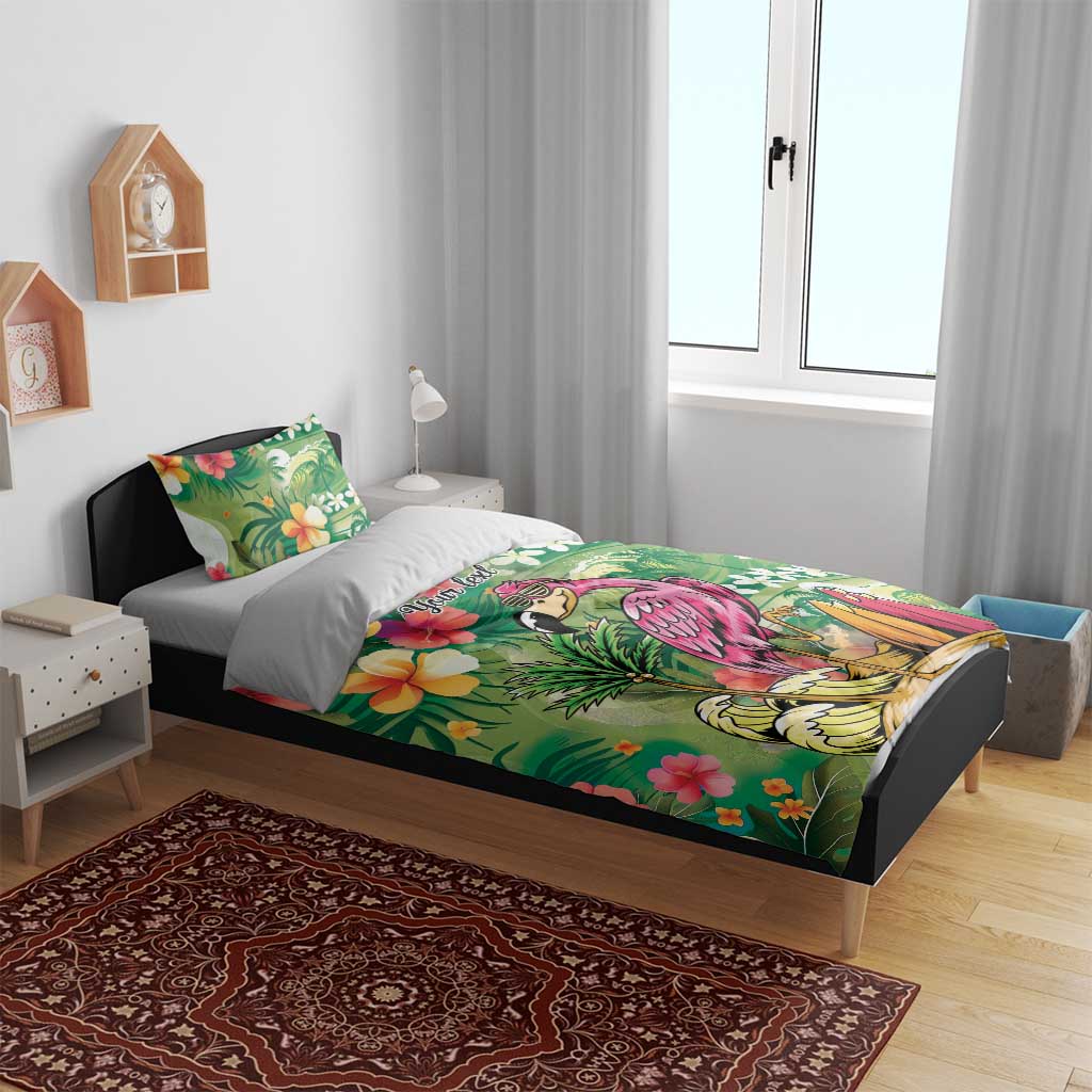 Hawaiian Flamingo Hibiscus Personalised Bedding Set Green Summer Tropical Flowers LT9 - Polynesian Pride