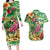 Hawaiian Flamingo Hibiscus Personalised Couples Matching Long Sleeve Bodycon Dress and Hawaiian Shirt Green Summer Tropical Flowers - Polynesian Pride