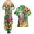 Hawaiian Flamingo Hibiscus Personalised Couples Matching Summer Maxi Dress and Hawaiian Shirt Green Summer Tropical Flowers - Polynesian Pride